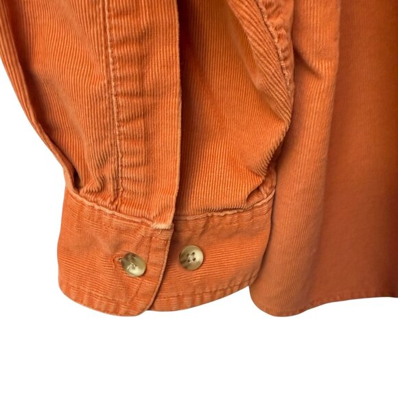 L.L BEAN Mens Corduroy Shirt XL Tall 100% Cotton Orange Long Sleeve Button up Vi - Picture 9 of 9